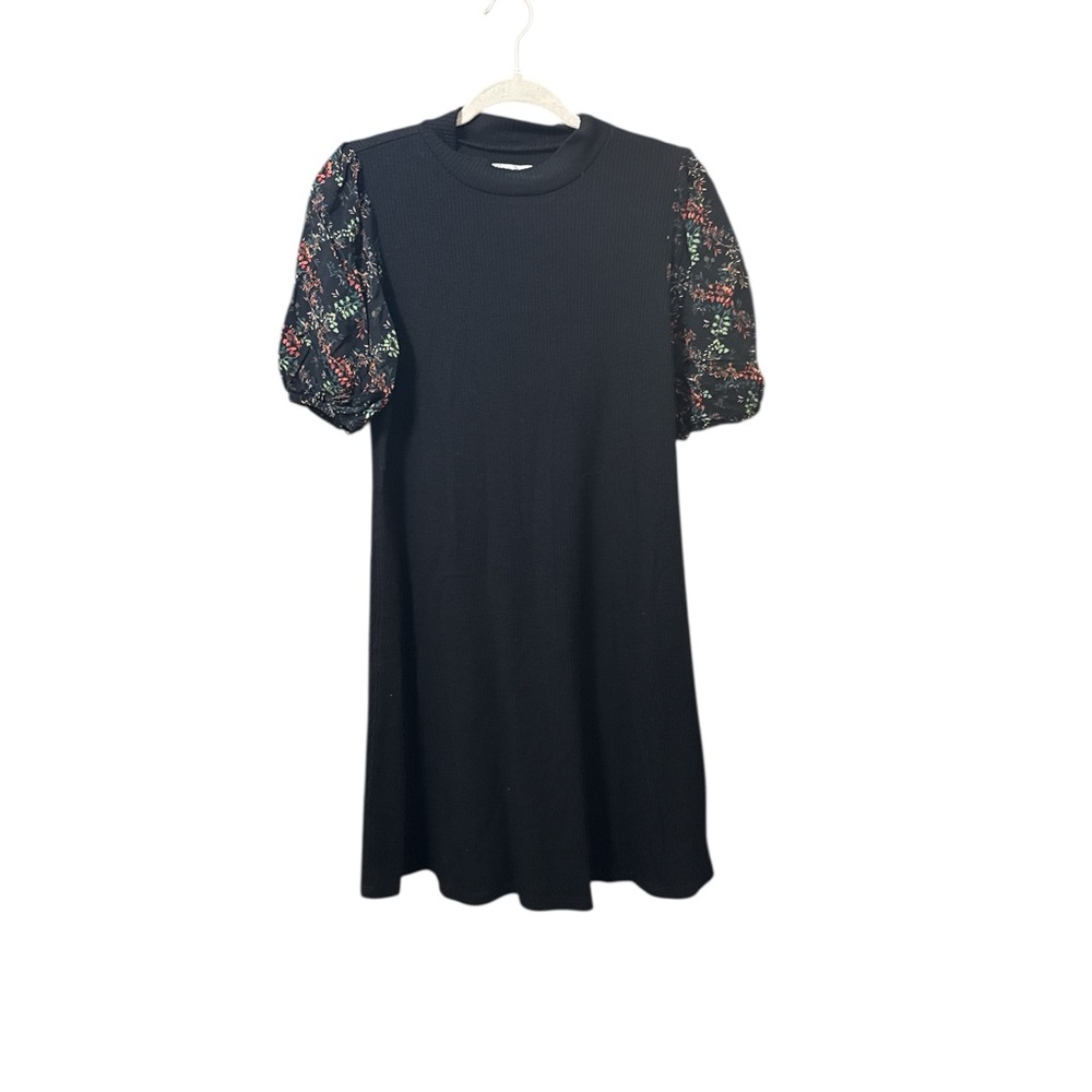 Maurices Black Dress with Floral Sleeves
